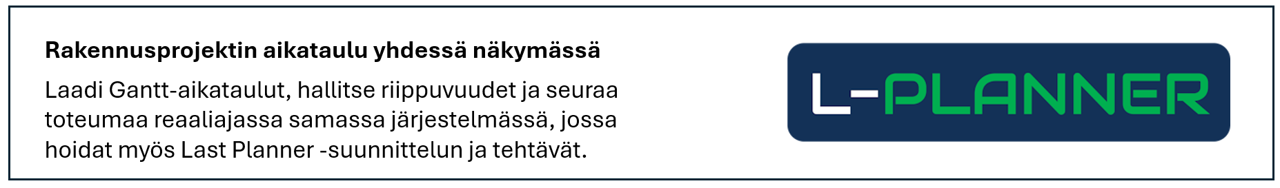 Rakennusprojektin aikataulu yhdessä näkymässä